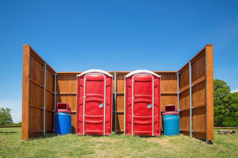 Short-term porta potty units staged for delivery in Oceanside, California